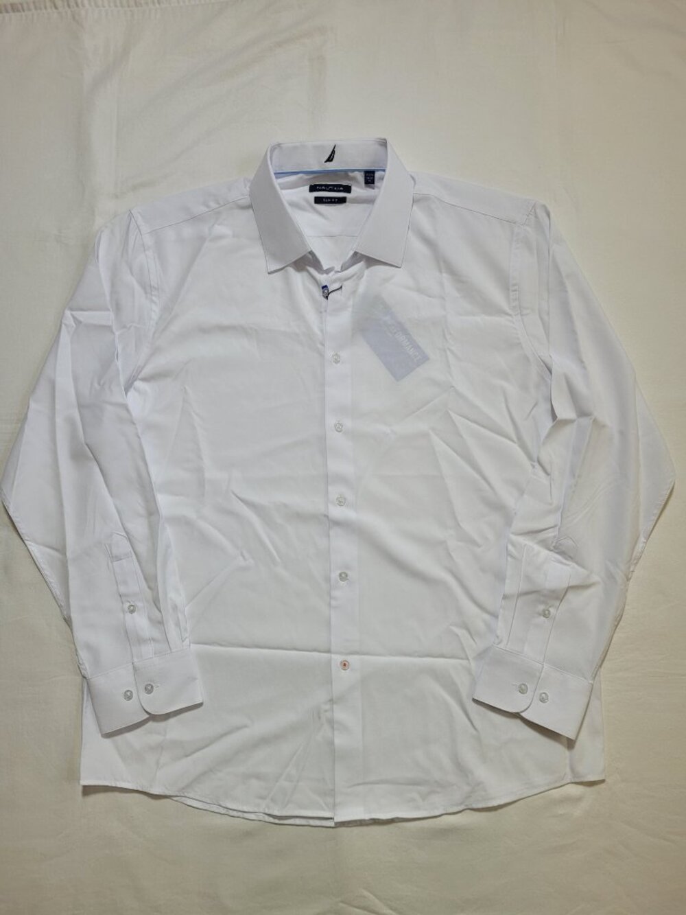 Nautica Mens Performance Dress Shirt Slim Fit Stretch White Button Down XL NEW - Picture 2 of 9